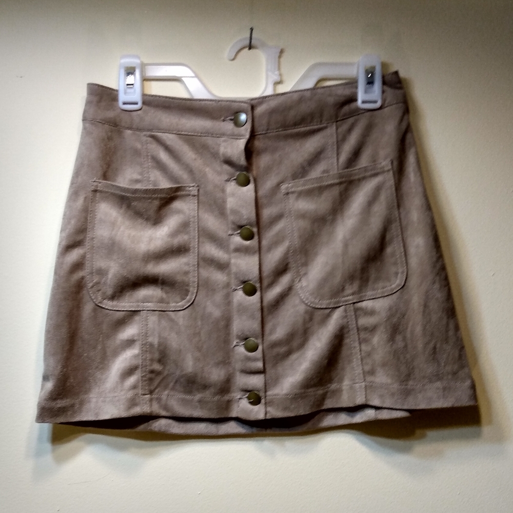 Altar'd State Faux Suede Mini Skirt w/ Buttons